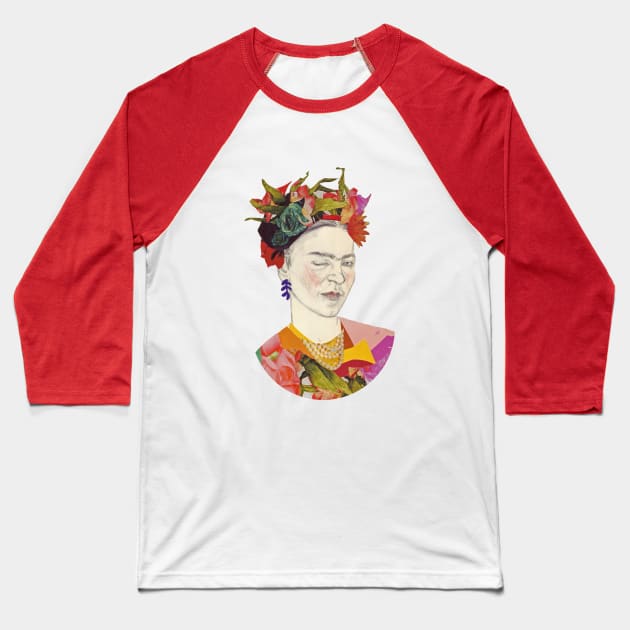 Winking Frida Kahlo collage Baseball T-Shirt by VenyGret